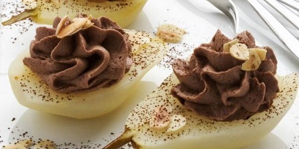 pere con crema di ricotta al cacao