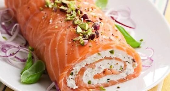 rotolo di salmone al pistacchio